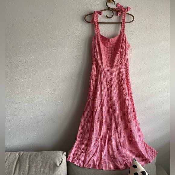 Draper James Red Gingham Picnic Dress with Bow Detail - Picture 1 of 5